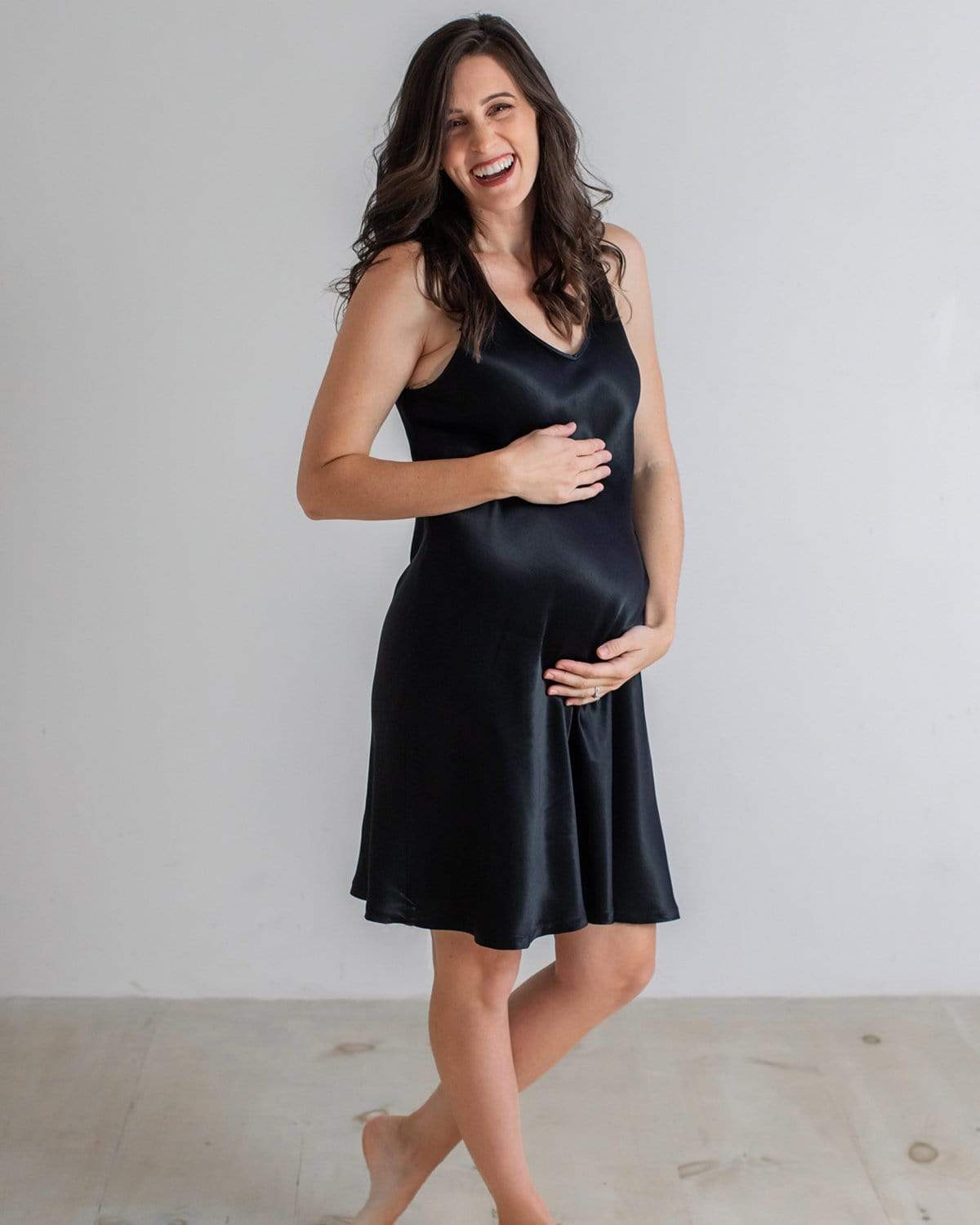 Satin Maternity Nightgown | Tupelo Honey Maternity Black / S Satin Maternity Nightgown | Tupelo Honey Maternity Black / S