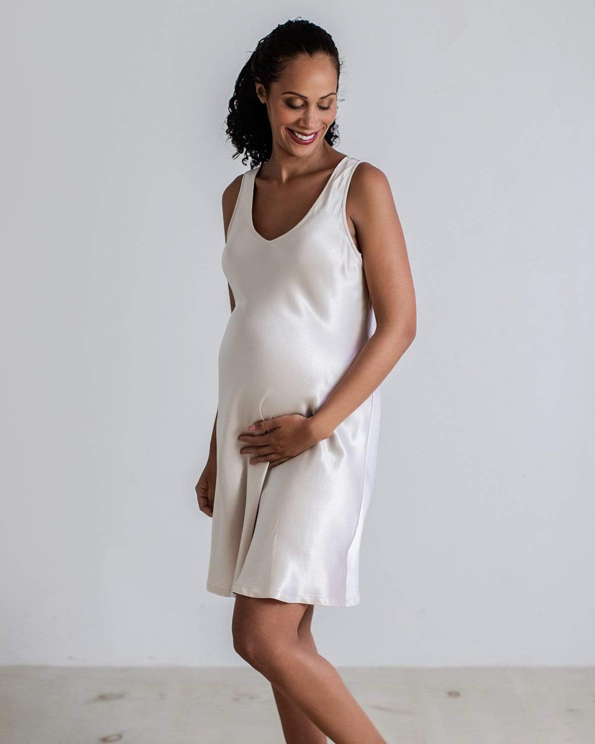 night dress for pregnant lady Shop Lilac Soft Cotton Nursing Maternity Short Nightdress Hosiery Cotton / XL