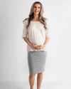 Tupelo Honey Easy Maternity Pencil Skirt GRAY HEATHER / XS Skirt