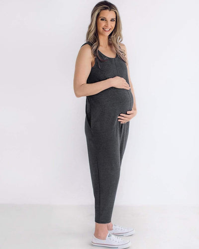 Tupelo Honey Mama Maternity Jumpsuit CHARCOAL HEATHER / XS Jumpsuit