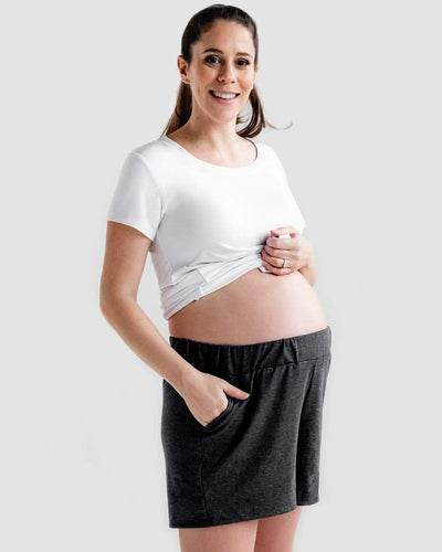 Tupelo Honey Mama Maternity Shorts CHARCOAL HEATHER / XS Short