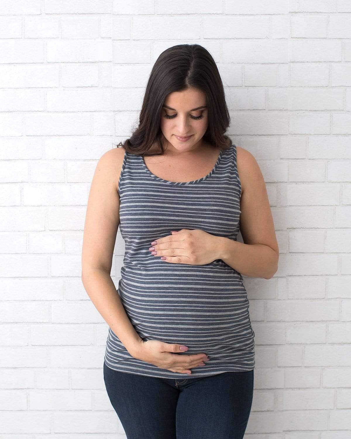 striped maternity tank