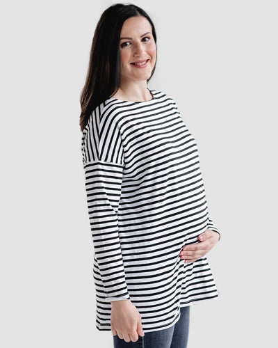 Tupelo Honey Maya Maternity Dolman CLUB STRIPE / XS Long Sleeve Top