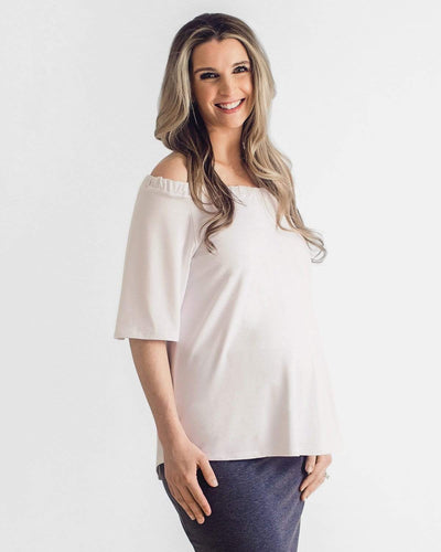 Tupelo Honey Off The Shoulder Maternity Top WHITE / XS Short Sleeve Top