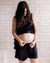 Tupelo Honey Satin Maternity Sleep Shorts BLACK / XS Short