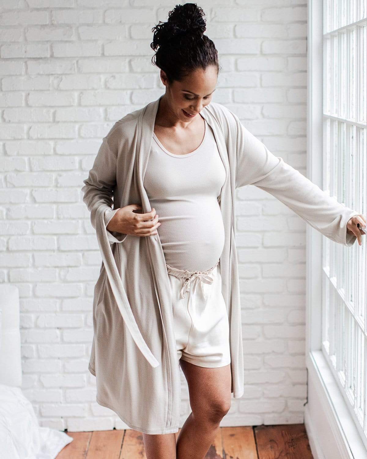 Tupelo Honey Soft Rib Maternity  Robe CHAMPAGNE / S/M Robe