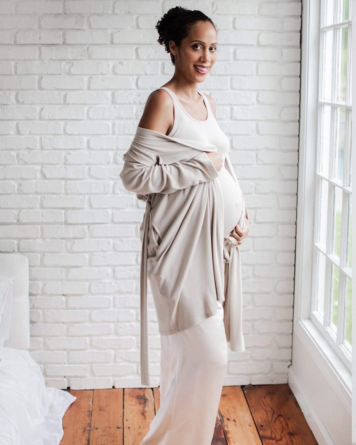 Soft Rib Maternity Robe