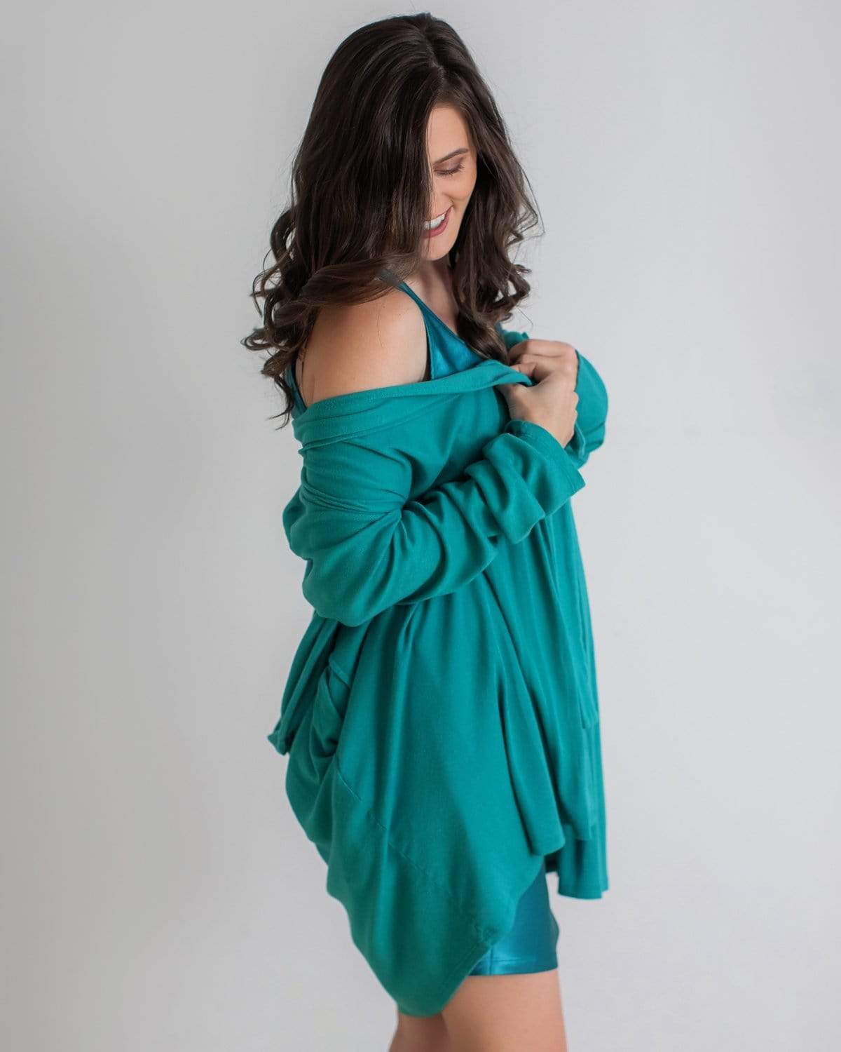 Tupelo Honey Soft Rib Maternity  Robe TEAL / S/M Robe