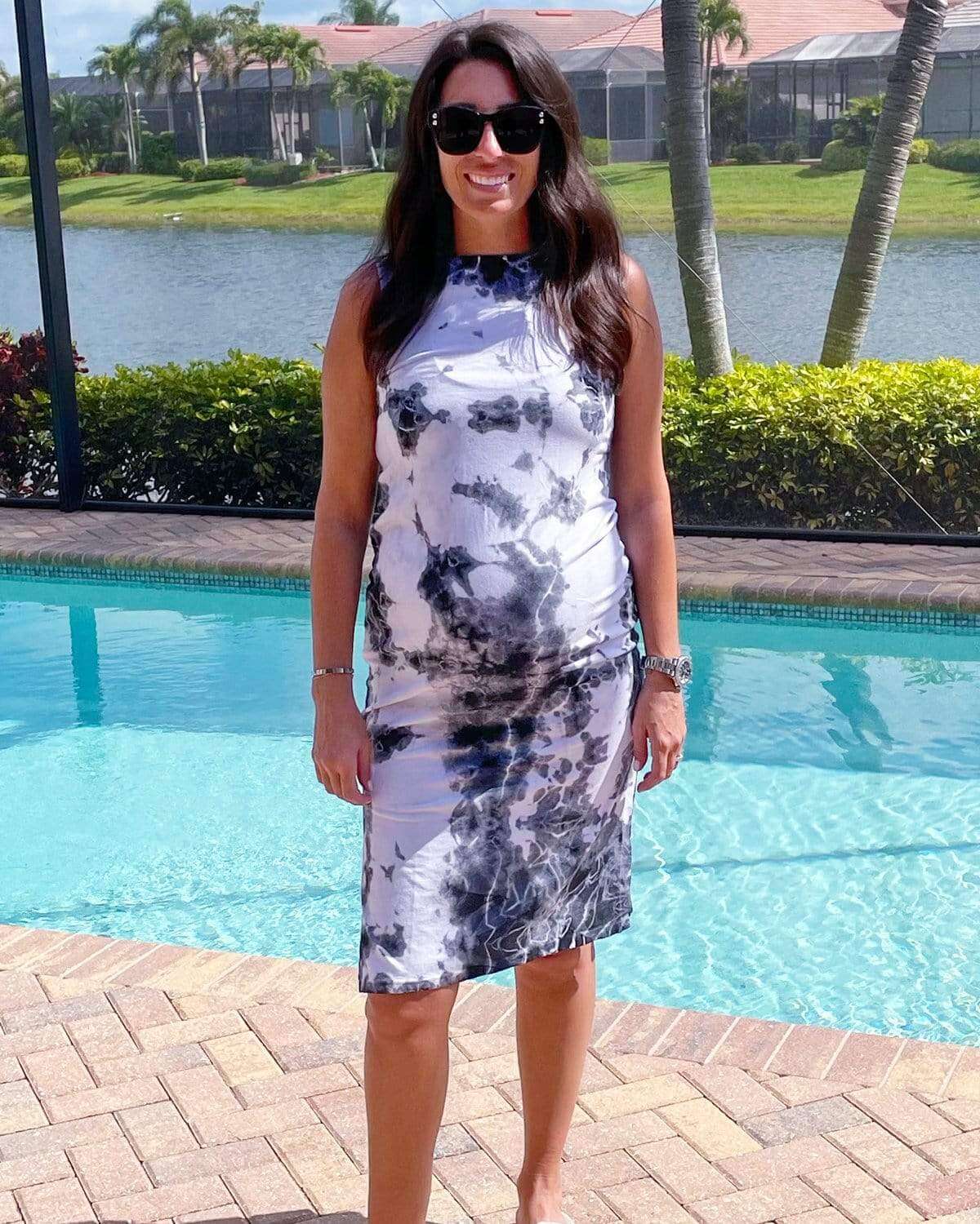 blue tie dye maternity dress Blue Tie Dye Cutout Tie Back Maternity Maxi Dress